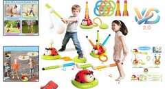 4 in 1 Ladybug Kids Game Set- Jump, Toss Ring, Baseball, Rocket Launcher