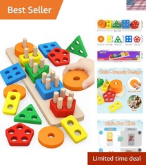 Engaging Wooden Sorting Blocks for Toddlers – Enhance Color Recognition & Play
