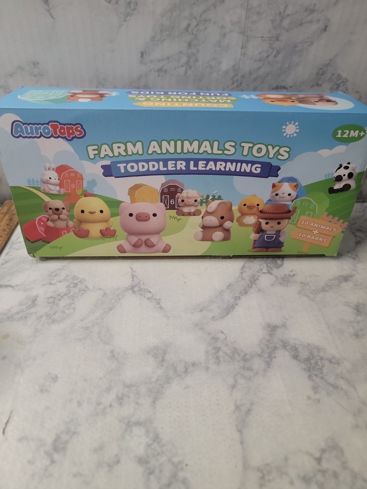 Farm Animals Learning Toys for 1,2,3 Year Old Toddler, 20pc 10 Animals/10 Barns