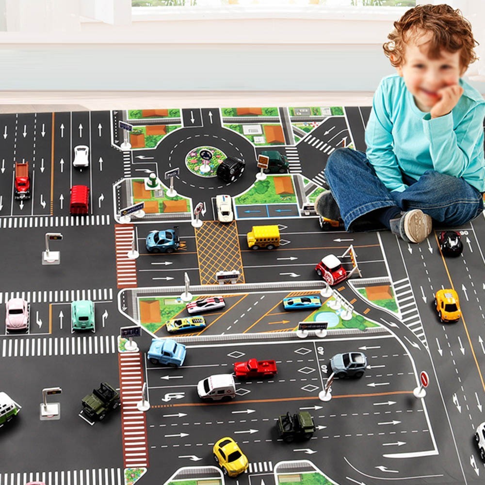 Interactive City Traffic Mat Waterproof 130x100CM Nonwoven Fabric