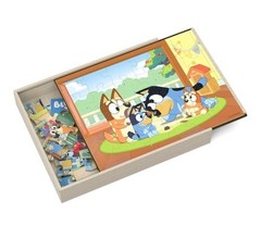 Bluey, 5 Wood Puzzles Jigsaw Bundle with Tray, for Kids Ages 3 and up