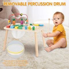 Activity Table for 1+ Year Old, 7 in 1 Wooden Montessori Activity Center Play…