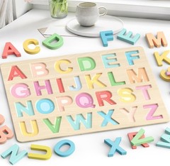 Educational Wooden Alphabet Puzzle for Kids Hand Eye Coordination