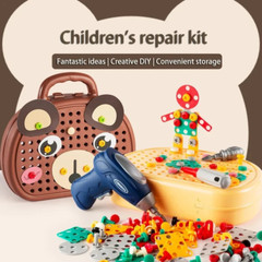 Magic Montessori Play Toolbox Bear with Drill Toys for Boys 3 to 7 Years Old