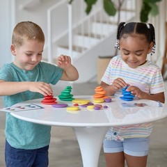Sorting and Stacking Stones – 36 Plastic Pebbles in 6 Colors – Early Math Toy