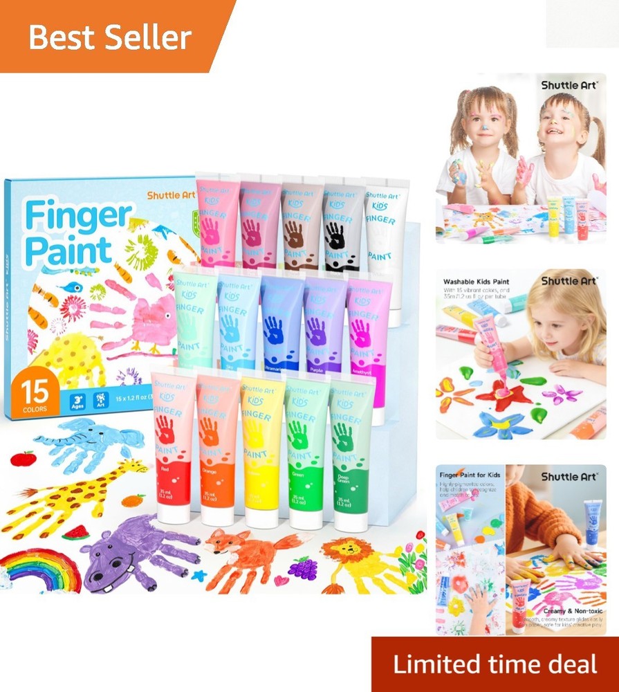 Bright 15-Color Non-Toxic Finger Paint Set – Perfect for Toddlers’ Arts & Crafts