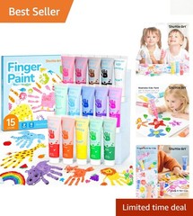 Bright 15-Color Non-Toxic Finger Paint Set – Perfect for Toddlers’ Arts & Crafts