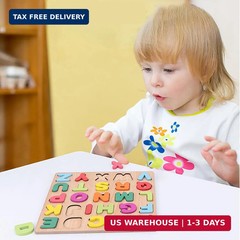 Wooden Puzzles for Toddlers, 3pack Alphabet Shape Puzzles for Kids 3 Wooden Mont