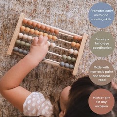 Brooklyn Neutral Boho Abacus – STEM Math Toddler Toy with Beads – Montessori