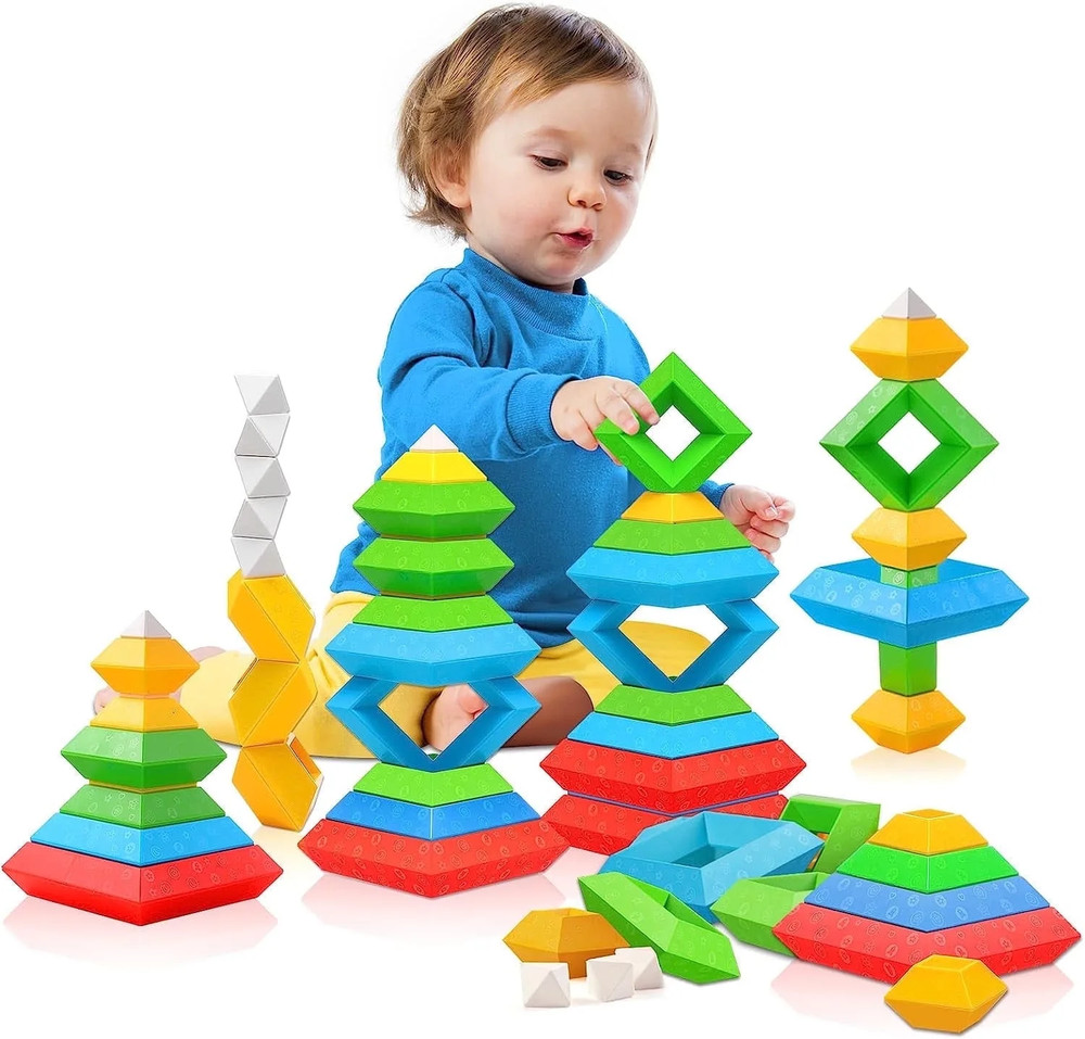 Toddler Stacking Building Blocks Educational Toys, Montessori Activities Learnin
