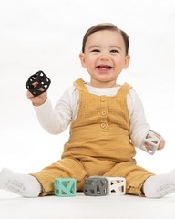 Malarkey Kids Stack N Chew – Mini Cubes Baby Toy Small, Monochrome