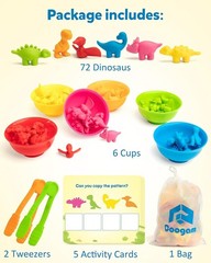 Dinosaur Sorting Toy Set Color Matching Counting Preschool Learning Toy for Kids