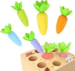 Montessori Toys for 2 3 Old Toddlers, Macron Carrot Harvest Game Wooden Toys…