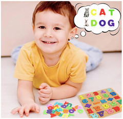 2 Pack Wooden Puzzles, Toddlers Alphabet Number Puzzles, ABC Learning Toys for K