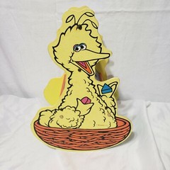 Vintage Sesame Street Big Bird shape sorter wooden rocking toy with bell