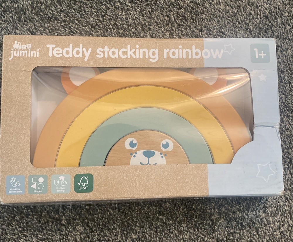 Jumini Stacking Rainbow Retro Baby Toys Pastel Color Baby Natural Wood