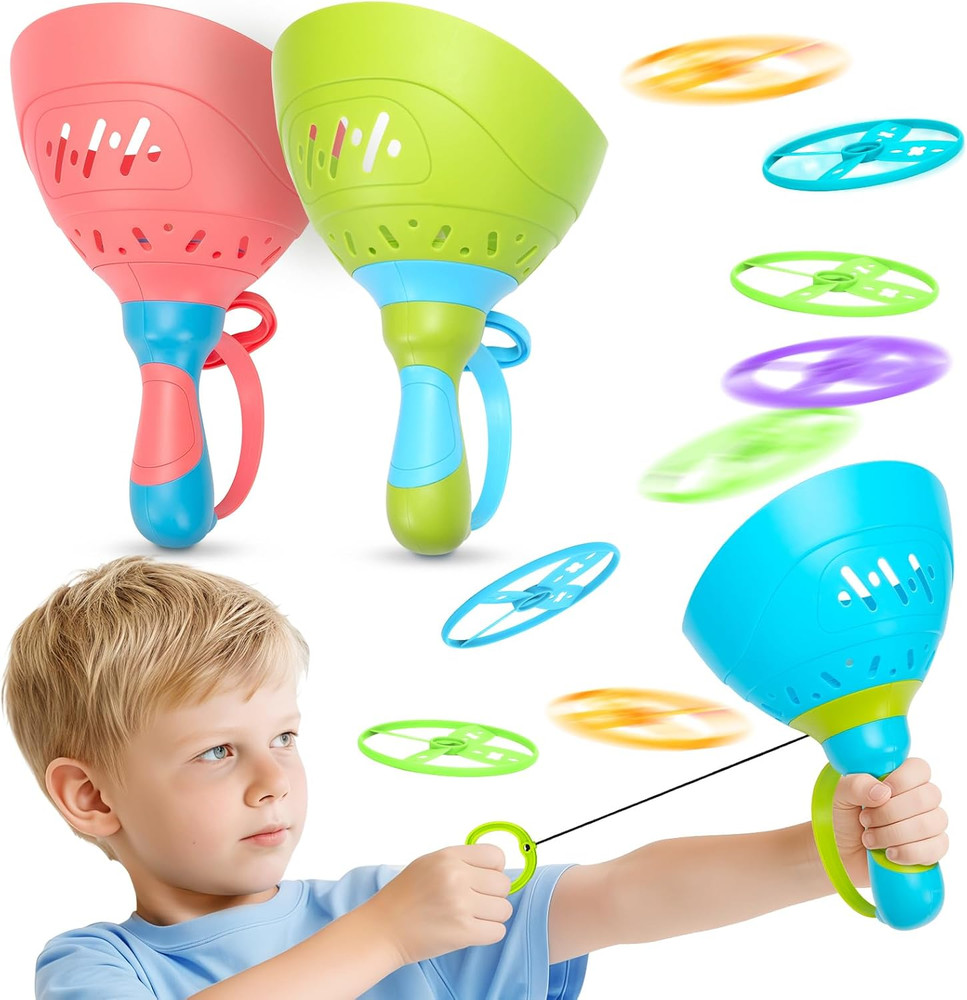 Outdoor Toys for Kids Ages 4-8, 3 Packs Flying Catching Game, outside Manual Cap