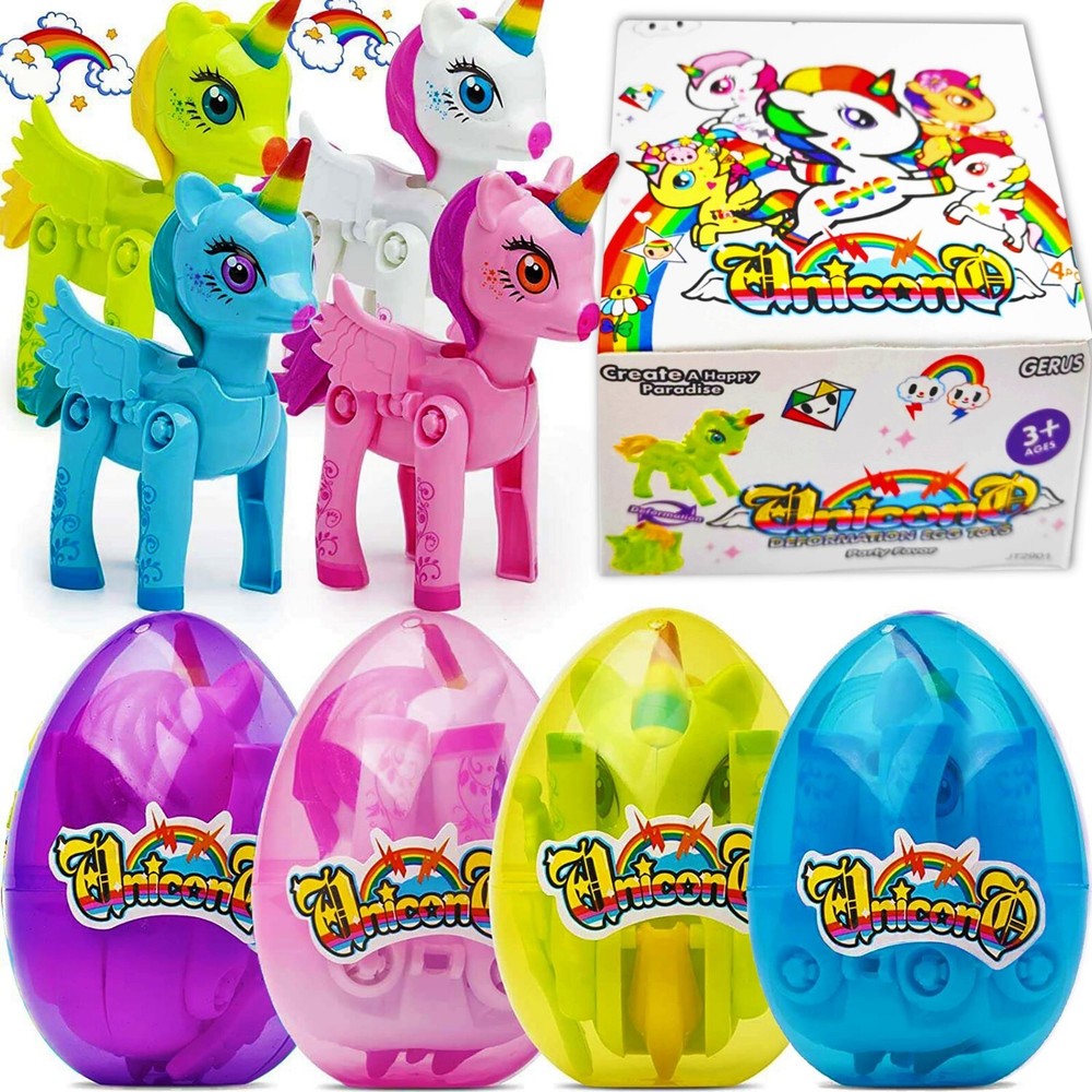 Easter Birthday Gifts Kids Unicorn Eggs Toys for 3 4 5 6 7 8 9 Year Old Girl 4PC