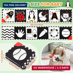 BBWOO High Contrast Baby Toys for Newborn, Tummy Time Mirror, Black and White Ba