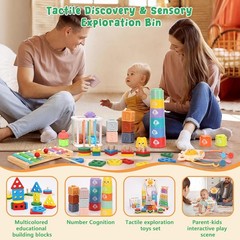 6 in 1 Montessori Baby Toys 6-12-18 Months Infant Teething Toys Stacking Blocks