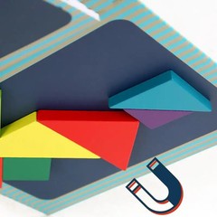 Wooden Jigsaw Magnetic Tangram Puzzle Book Educational Toys For Children Baby