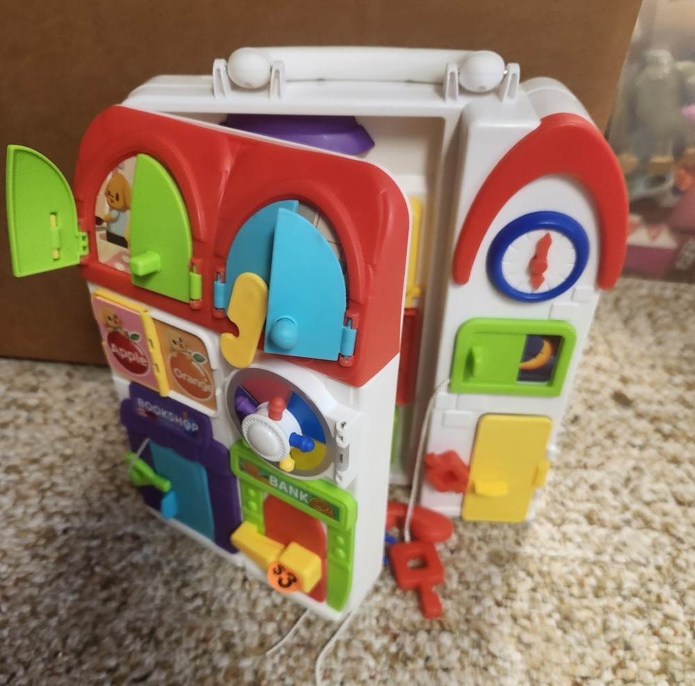 Multicolor Activity House Busy Board w/ Doors Keypad & Keys Numbers & Letters