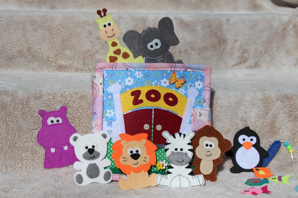 Zoo Handmade Quiet Book for Toddlers Montessori Interactive Felt Baby Busy Book