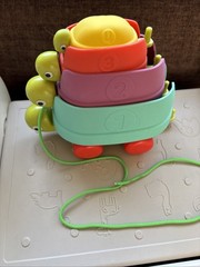 Gigglescape Turtle Pull Along Stackable Toy – Silicone, 18+ Months, 4 Pieces