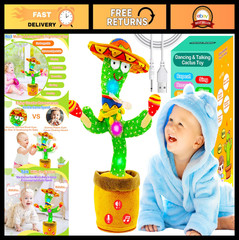 Rechargeable Dancing Talking Cactus Toy – Volume Adjustable, Mimics Speech, Fun