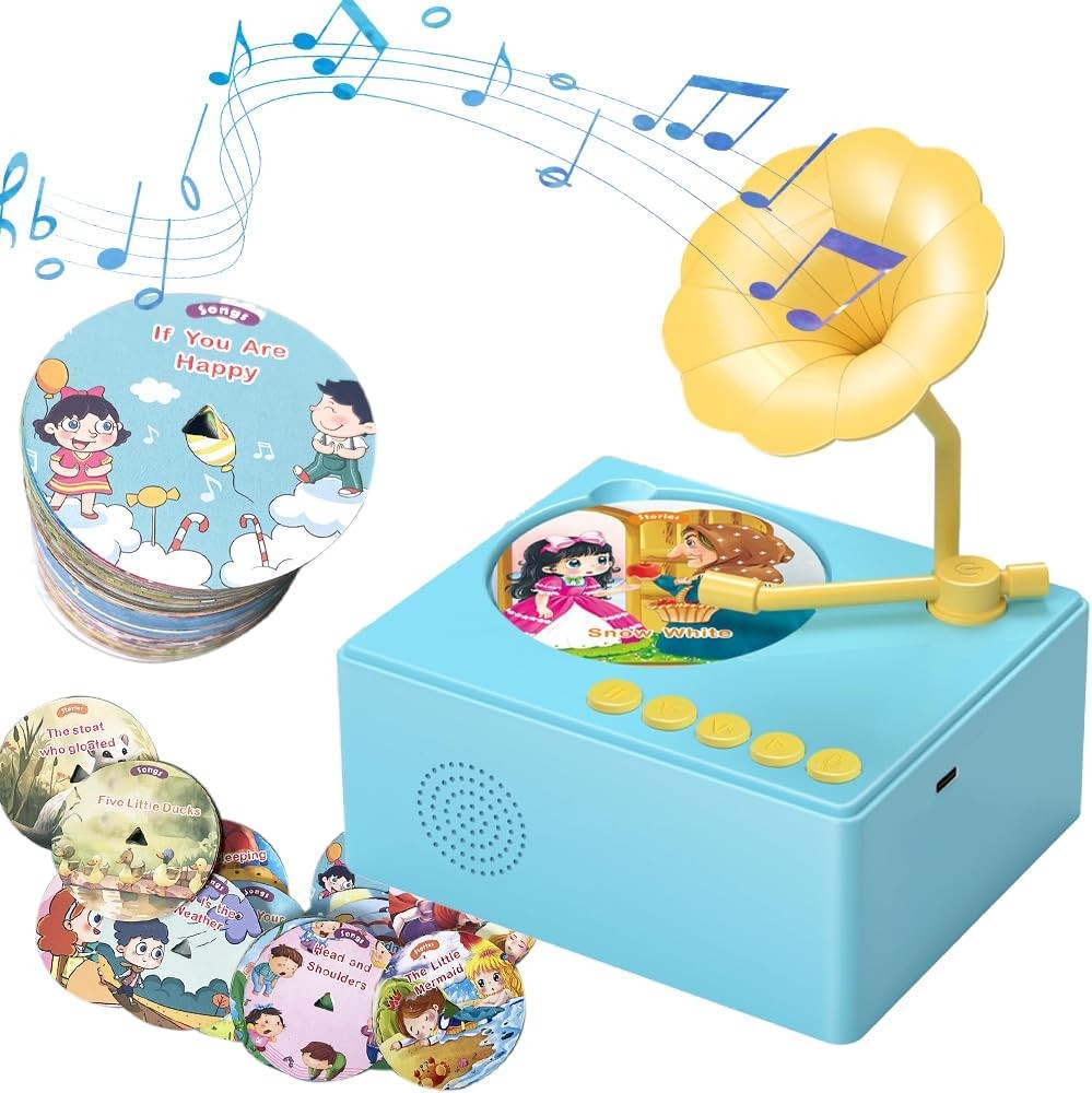 Toddler Phonograph with 96 Music Learning Cards, Educational Gift