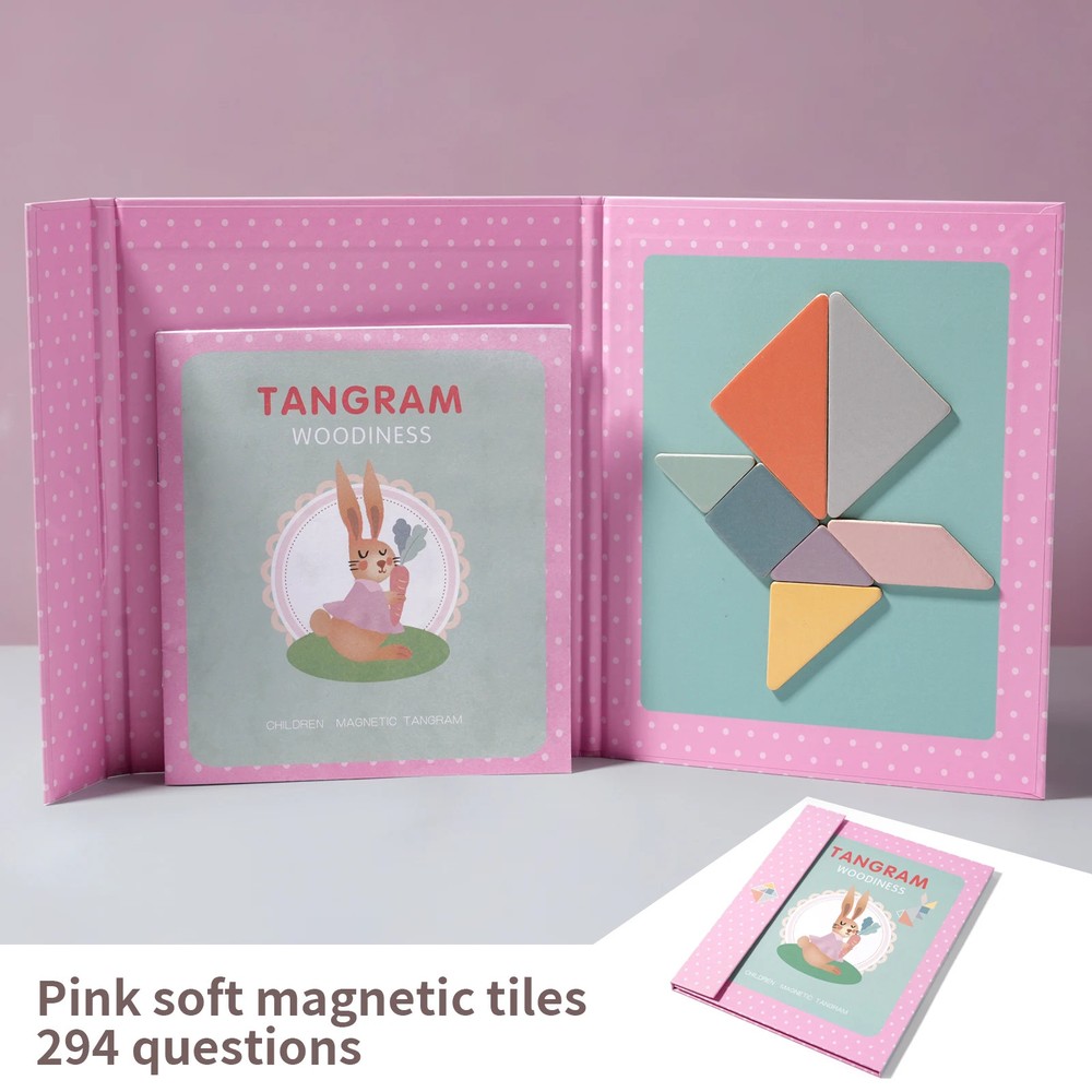 Wooden Jigsaw Magnetic Tangram Puzzle Book Educational Toys For Children Baby