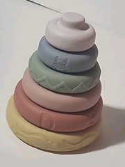Silicone Stacking Rings Baby Sensory Learning Toy Six Colorful Textured Designs