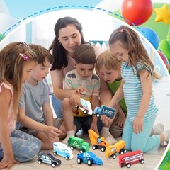 Blosssound 20 Pcs Wooden Car Vehicle Set for Toddlers – Community Vehicle