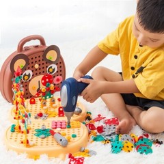 Magic Montessori Play Toolbox Bear with Drill Toys for Boys 3 to 7 Years Old