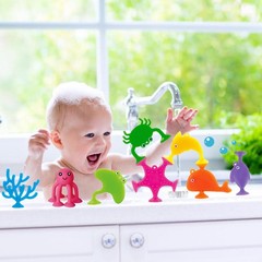 Suction Bath Toys for Small, Red, Orange, Yellow, Green, Blue, Indigo, Violet