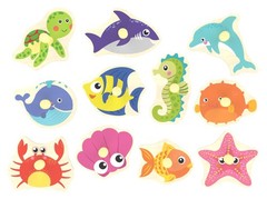 Wooden Peg Puzzle Sea Creature Educational Toddler Wood 11 Piece 18+ Months