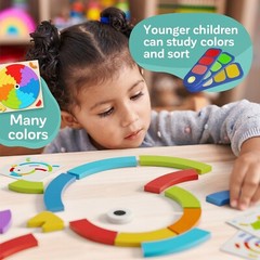 Toddler Wooden Learning Puzzle Montessori Toys Educational Rainbow Blocks Board