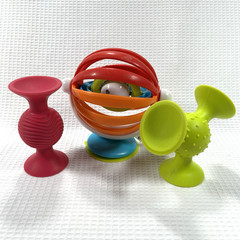 Fat Brain Squigz & Baby Einstein Sticky Spinner Tactile Visual Silicone VGUC
