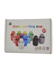 12PCS Color Sorting Cups Wood Color Sorting Sensory Toy