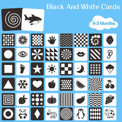 50 Pages Visual Stimulation Flashcards, 25 PCS Black and White Baby Visual Stimu