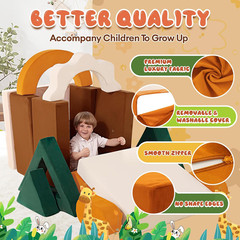 18PCS Modular Kids Play Couch – Junlge Theme Toddler Couch Building Fort, Conver