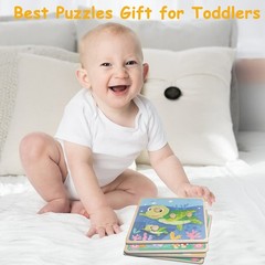 4 Pcs Eco Friendly Animal Patterns Jigsaw with Handles Wooden Toddler Puzzles