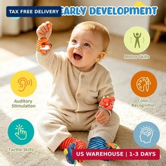 Baby Toys 0-6 6-12 Months, Baby Wrist Rattle Socks and Foot Finder Set, Baby Dev