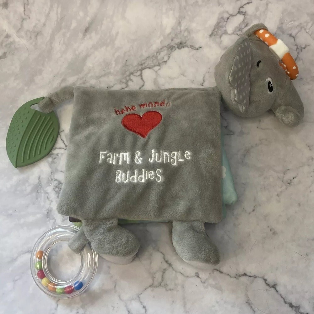 Bebe Mondo Elephant Farm & Jungle Buddies Crinkle Activity Soft Book 18