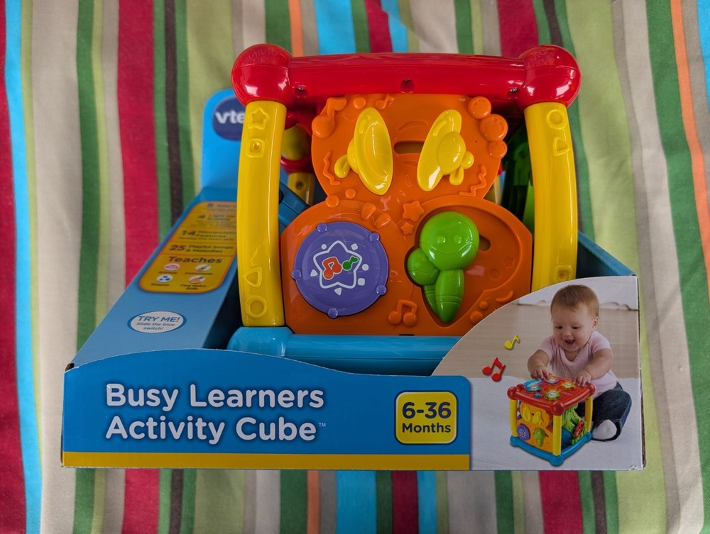 VTech Busy Learners Activity Cube Baby Toddler Learning Toy Lights Sounds 6–36M