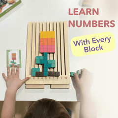 Wooden Puzzle Blocks Montessori Brain Blocks Stacki Style 10 Challenge Cards
