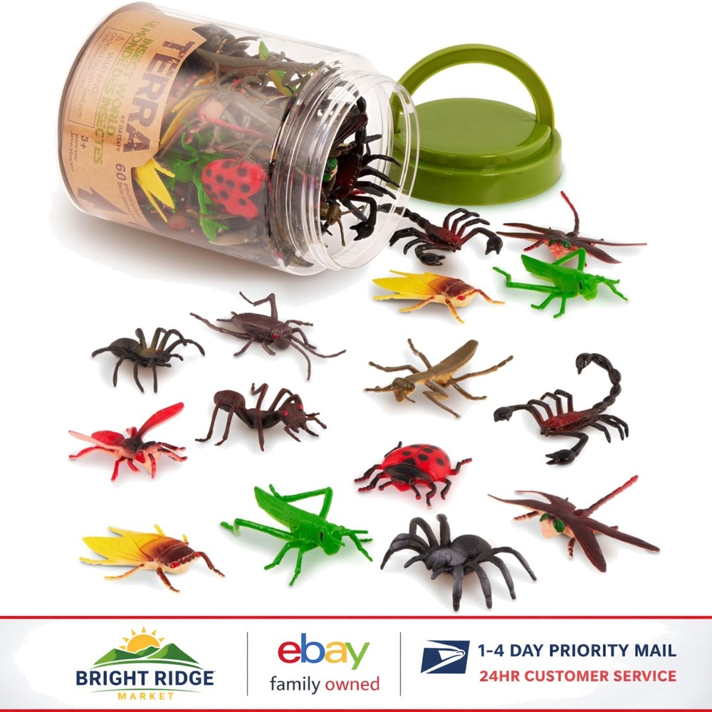 60 Miniature Insect Figurines in Storage Tube for Educational Play and Fun
