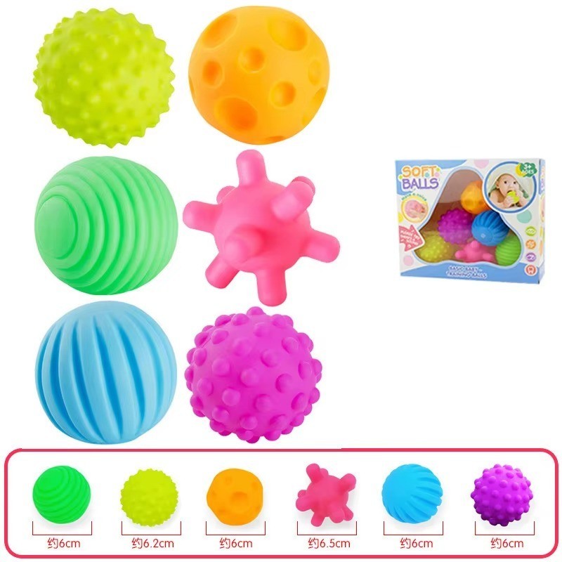 6Pcs Textured Multi Ball Set Develop Tactile Senses Toy Baby Hand Soft Ball Gift