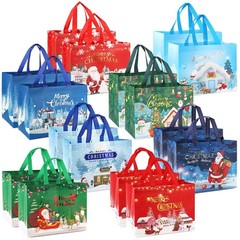 16PCS Christmas Bronzing Gift Treat Tote Non-Woven Bags with Handles for Gift…