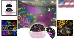 Kids Unicorn Night Light Star Projection Toy Kids Room Decor Gift